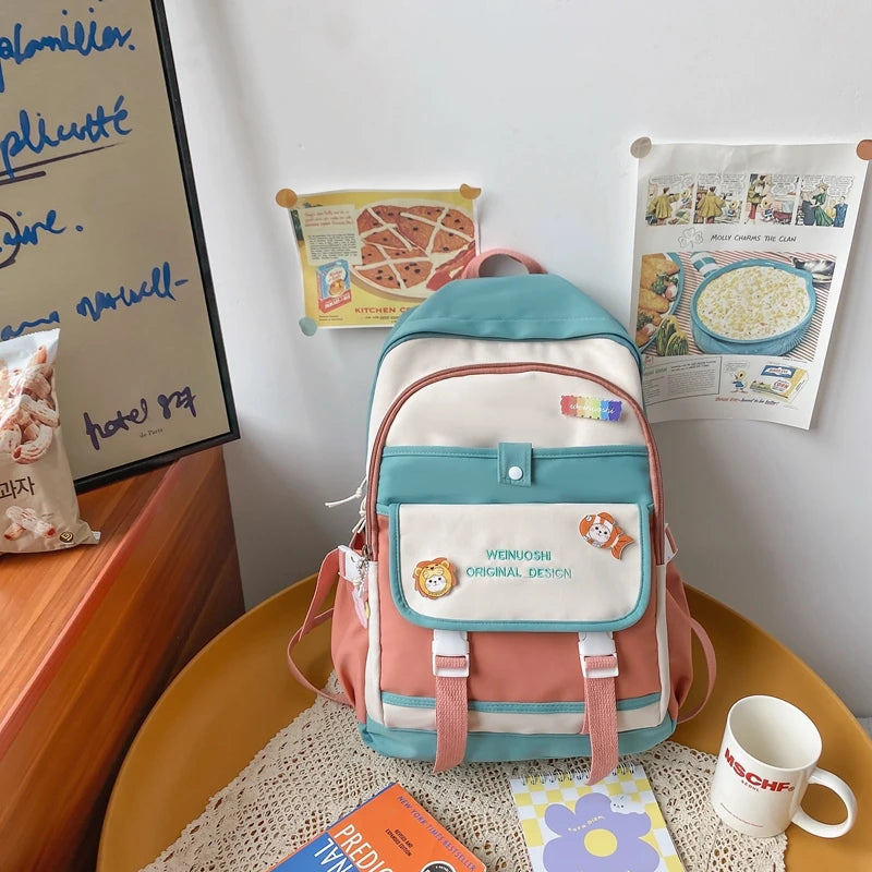 047 Student School Bag Girl Cute Backpack Versatile Backpack Large Capacity Travel Bag