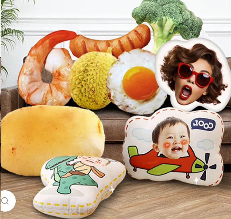 US Warehouse Custom Animal Fruit  Plush Pillow Short Plush PP Cotton Filling Halloween Novelty Throw Cushion Plush Pillow