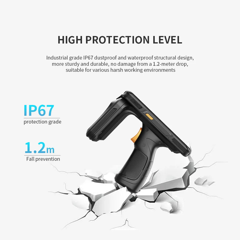 RFID Inventory Handheld PDA with Android Waterproof IP67 Level Rugged Barcode Scanner  UHF RFID Reader