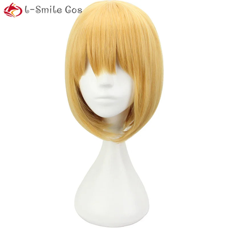 Wigs  M Mihael Keehl Short Yellow Heat Resistant Hair Pelucas Cosplay Costume Wigs + Wig Cap