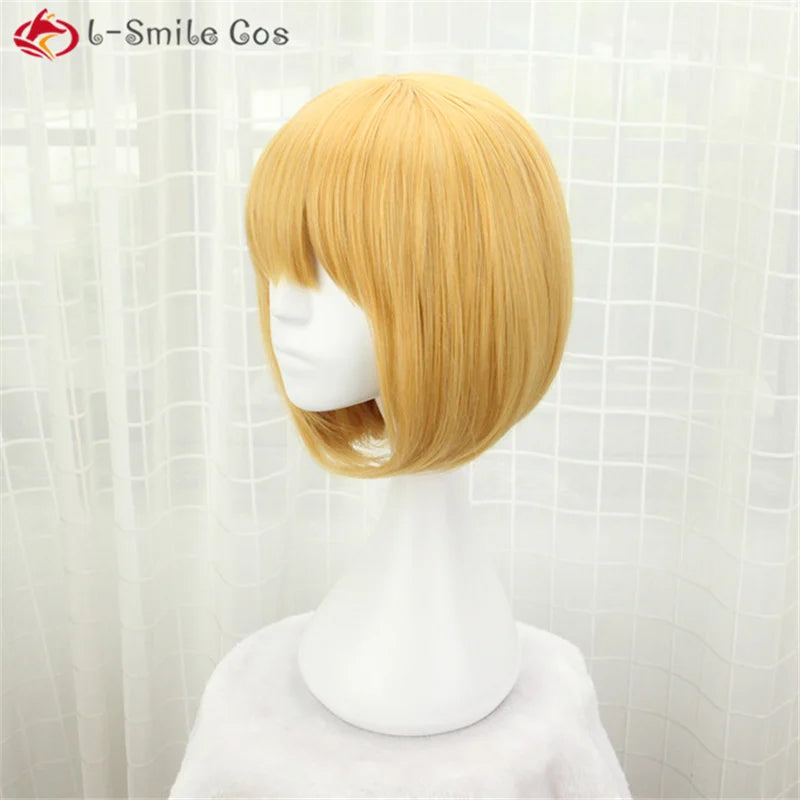 Wigs  M Mihael Keehl Short Yellow Heat Resistant Hair Pelucas Cosplay Costume Wigs + Wig Cap