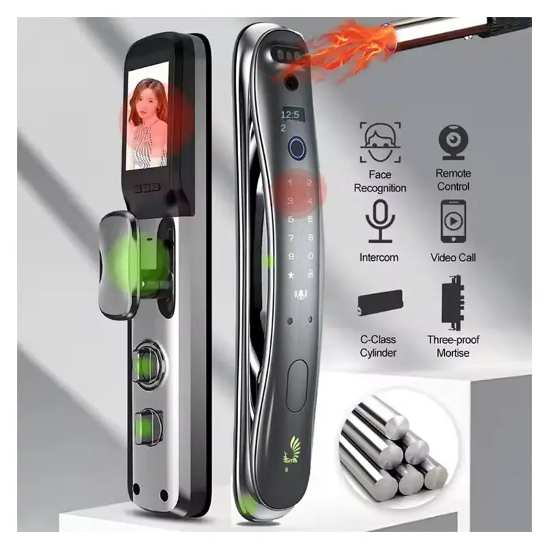 3D Face Smart Door Lock with Camera and Fingerprint Wifi Tuya Smart Locks for Front Door Electronic Keypad Smart Lock Door Hotel