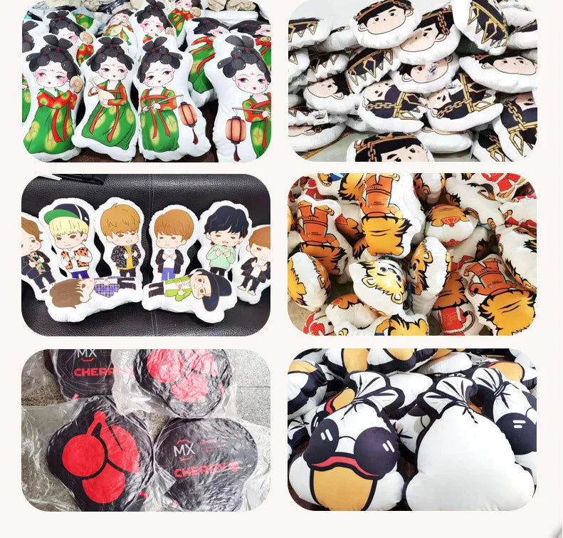 US Warehouse Custom Animal Fruit  Plush Pillow Short Plush PP Cotton Filling Halloween Novelty Throw Cushion Plush Pillow