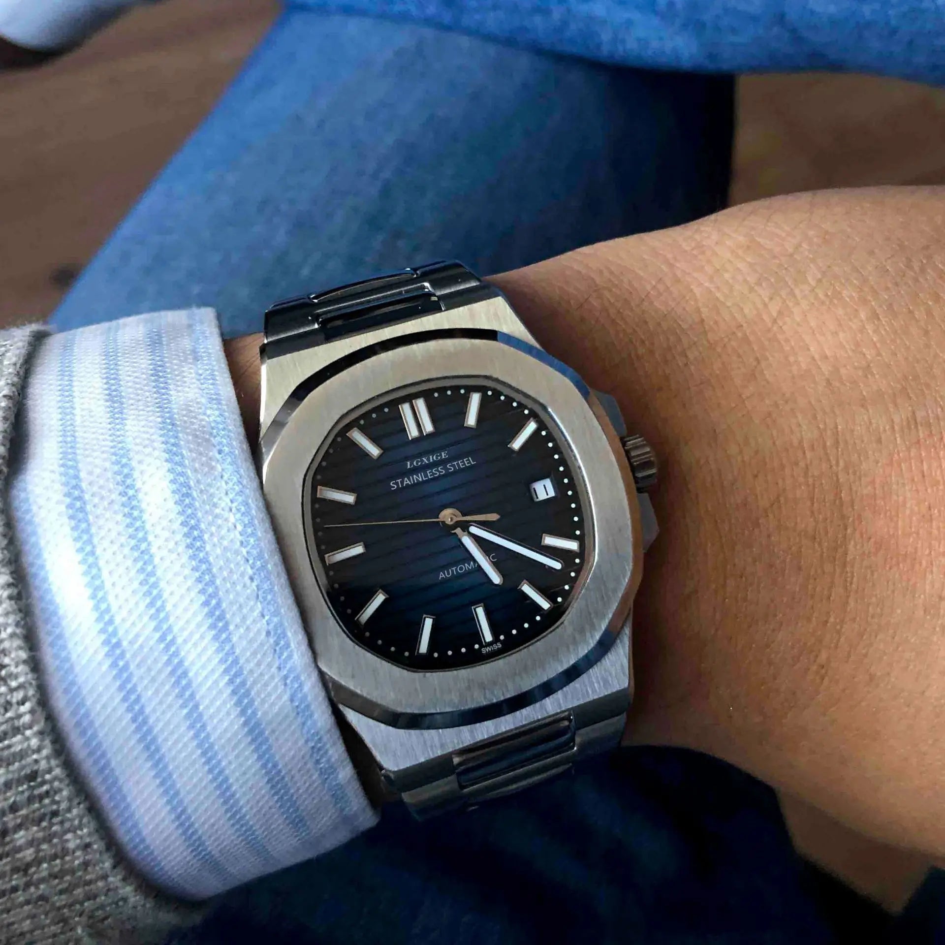 LGXIGE LM013 New Design Mens Mechanical Watch Stainless Strap Luminous Water Proof Classic High Quality Business Wrist Watch