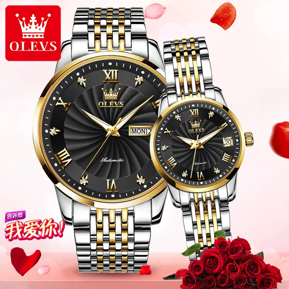 OLEVS 6630  OEM  Custom Classic Business Couple Watch for Man Luxury Fully Automatic Mechanical Watch Woman Mens Wrist Watch