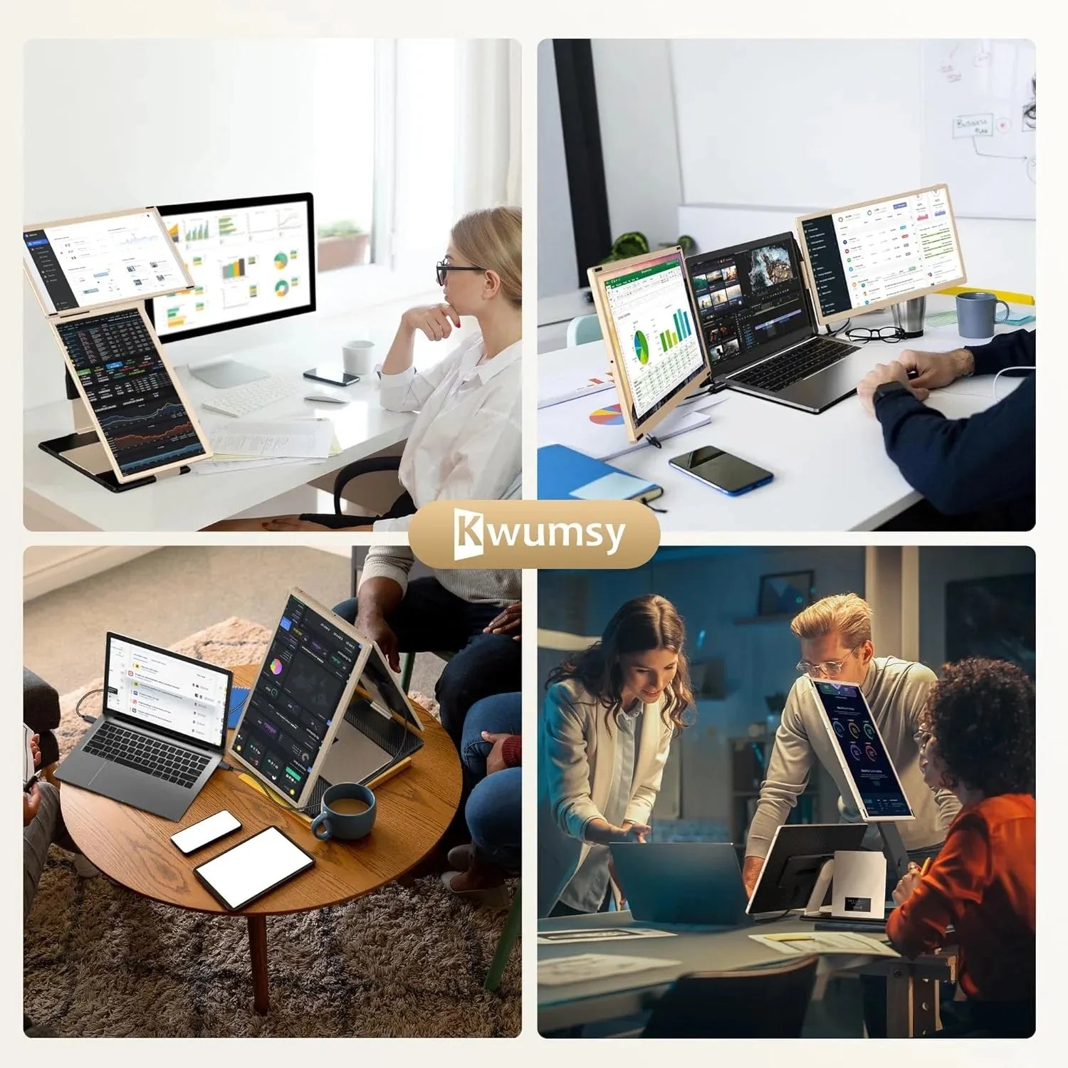 15.6"Removable Screen Laptop Screen Extender FHD 1080P IPS Triple Monitor Fit for Laptops with 360°Rotation with Stand Plug&Play