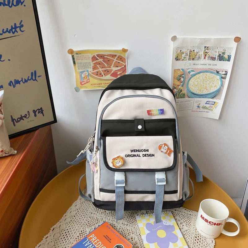 047 Student School Bag Girl Cute Backpack Versatile Backpack Large Capacity Travel Bag