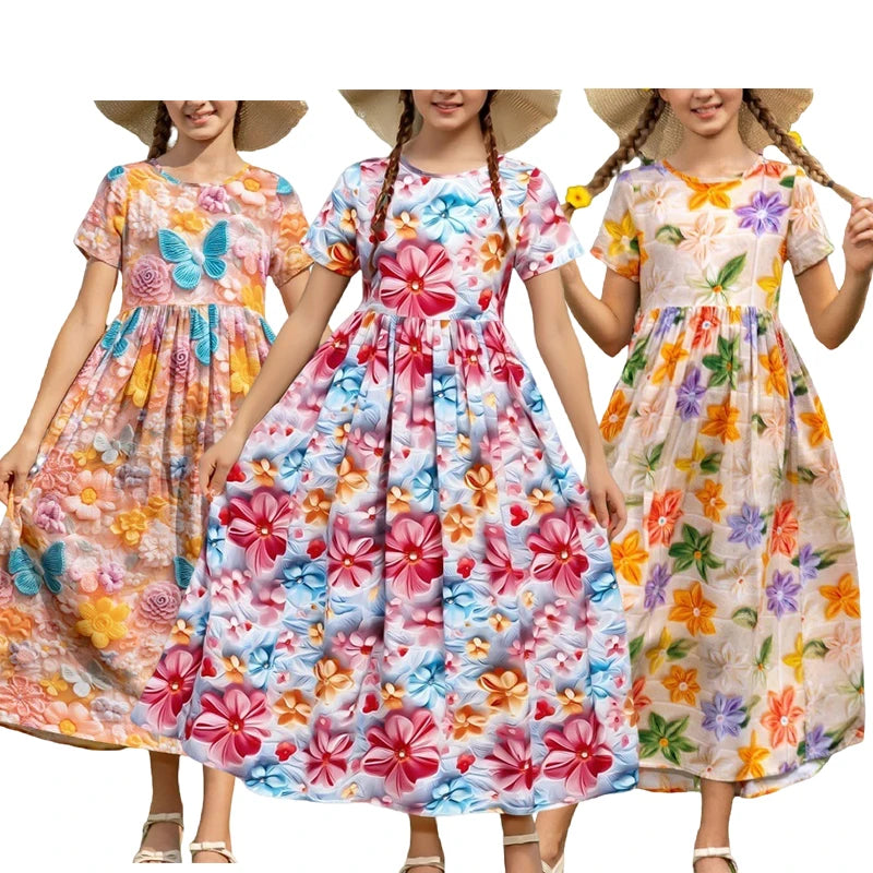 New 2025 Yellow Summer Dress Casual Knit Print on Demand Long Casual Dresses