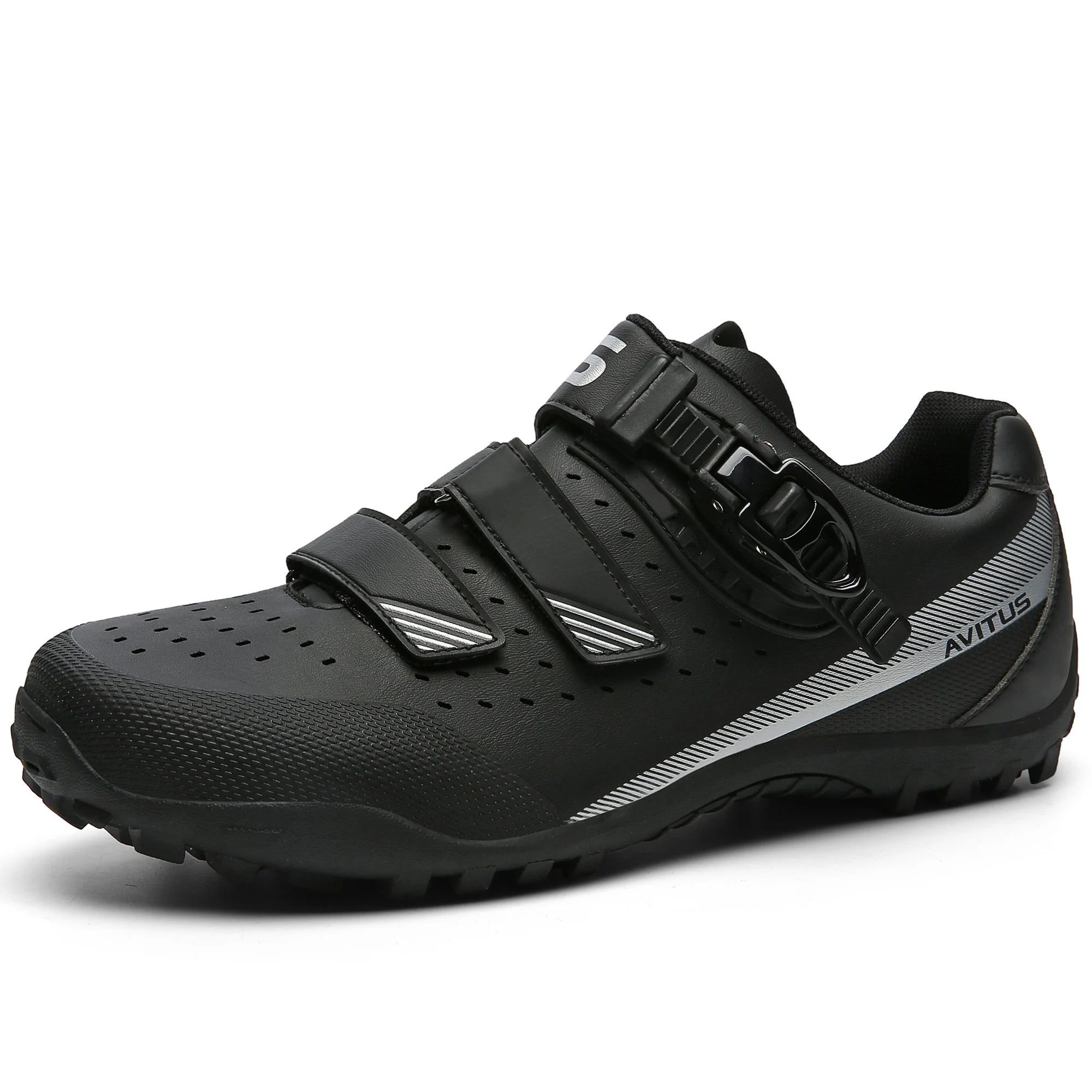 Mens Cycling Shoes with Spd Cleats Compatible Pedals Breathable and Comfortable MTB Bicycle Shoes with Buckle
