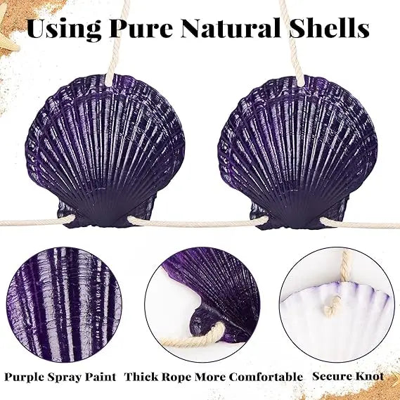 Purple Shell Bra with Cord and Starfish Hair Clip, Halloween Costumes for Mermaid