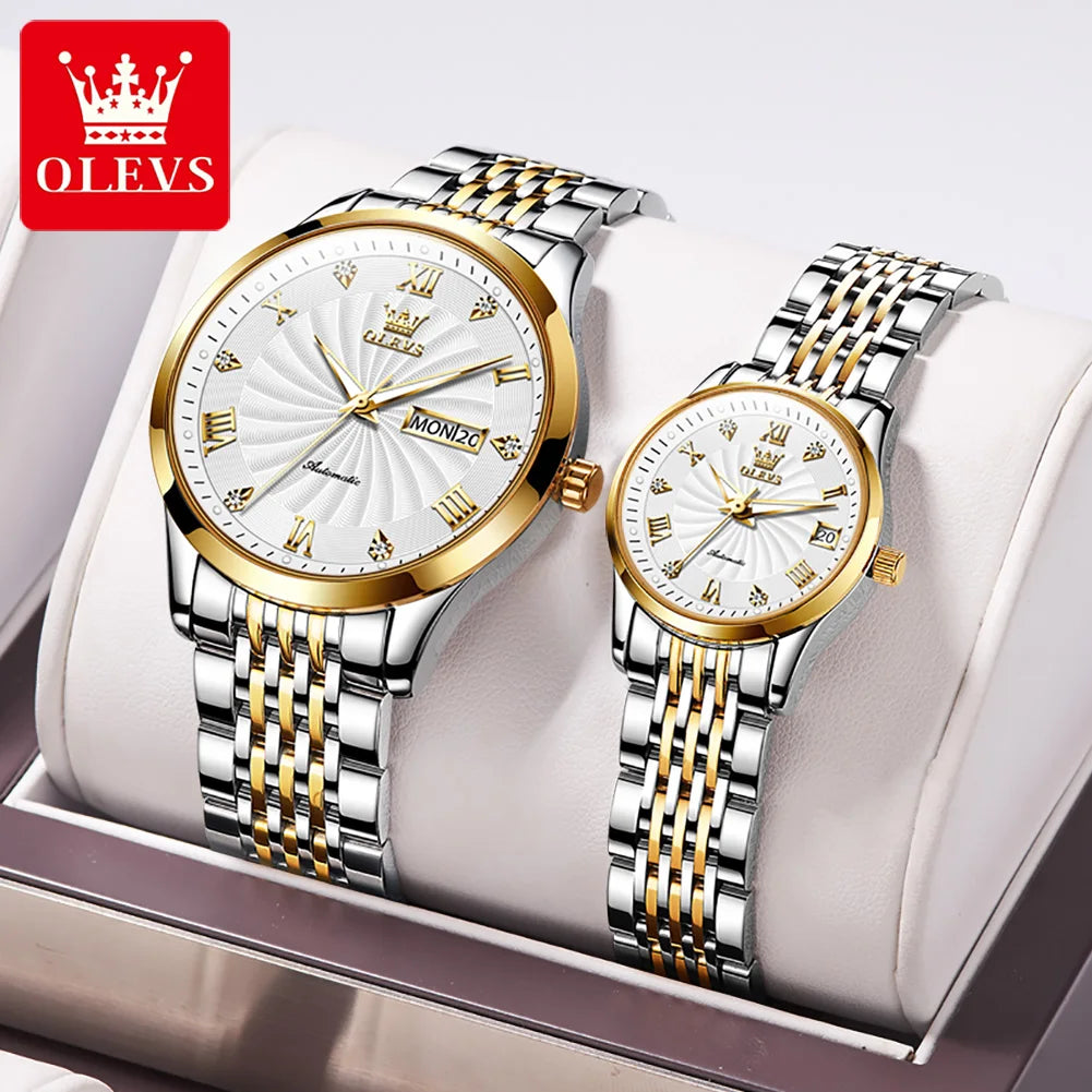 OLEVS 6630  OEM  Custom Classic Business Couple Watch for Man Luxury Fully Automatic Mechanical Watch Woman Mens Wrist Watch