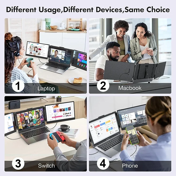 S2 Portable Dual Monitor Extension for 13''-17.3'' Laptops Full HD 1080P 14 Inch IPS Screen USB Interface