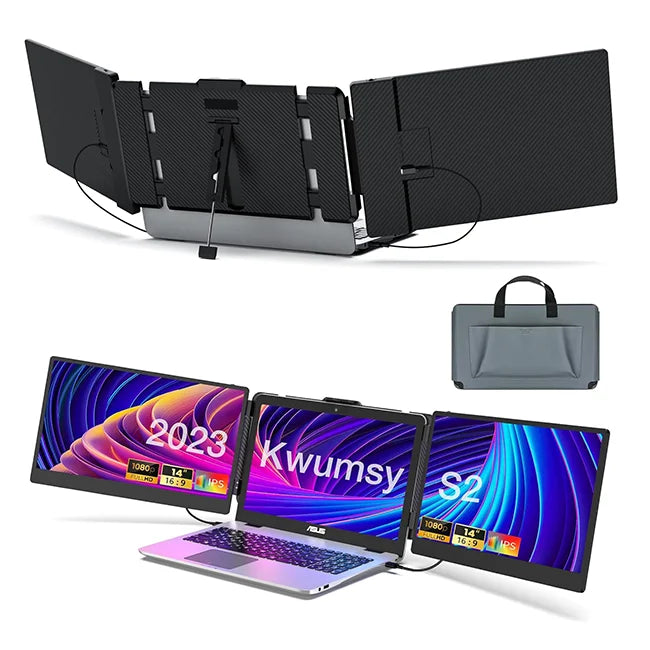 S2 Portable Dual Monitor Extension for 13''-17.3'' Laptops Full HD 1080P 14 Inch IPS Screen USB Interface