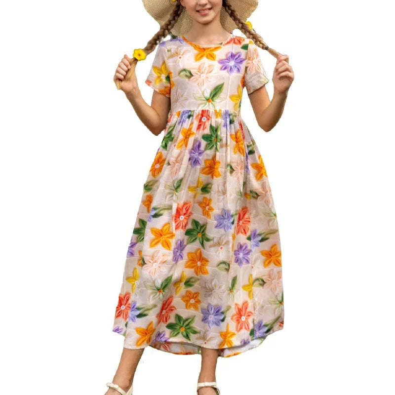 New 2025 Yellow Summer Dress Casual Knit Print on Demand Long Casual Dresses