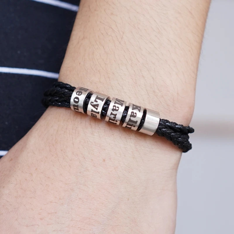 MaiLun 1pc  Customized Names Beads Men Braided Bracelet