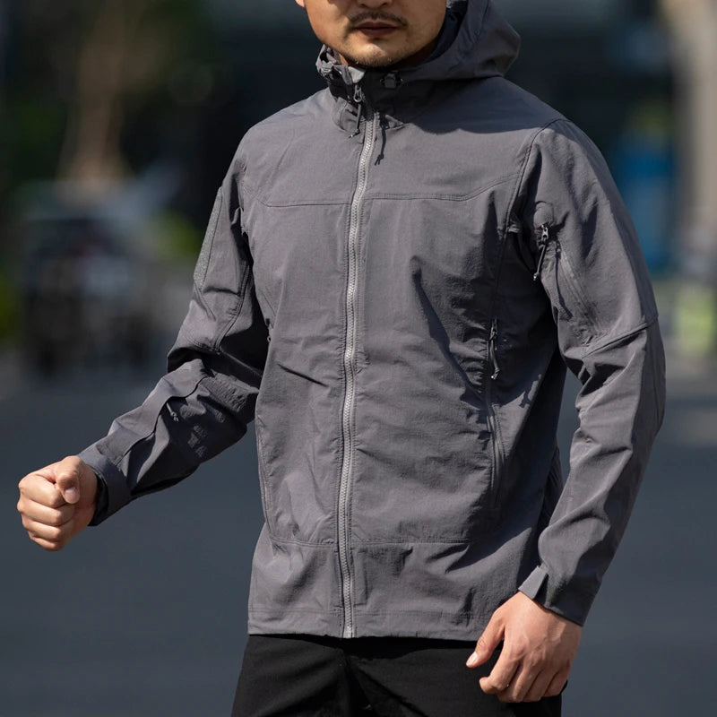 B4 Chain Mail Jacket for Men Windproof Scratch-proof Stain-proof Waterproof Multi-pocket Tactical Mens Jackets