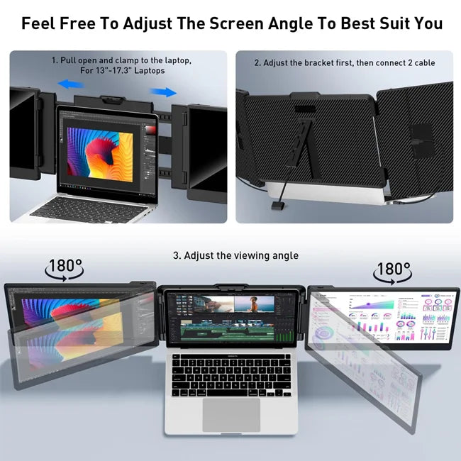 S2 Portable Dual Monitor Extension for 13''-17.3'' Laptops Full HD 1080P 14 Inch IPS Screen USB Interface