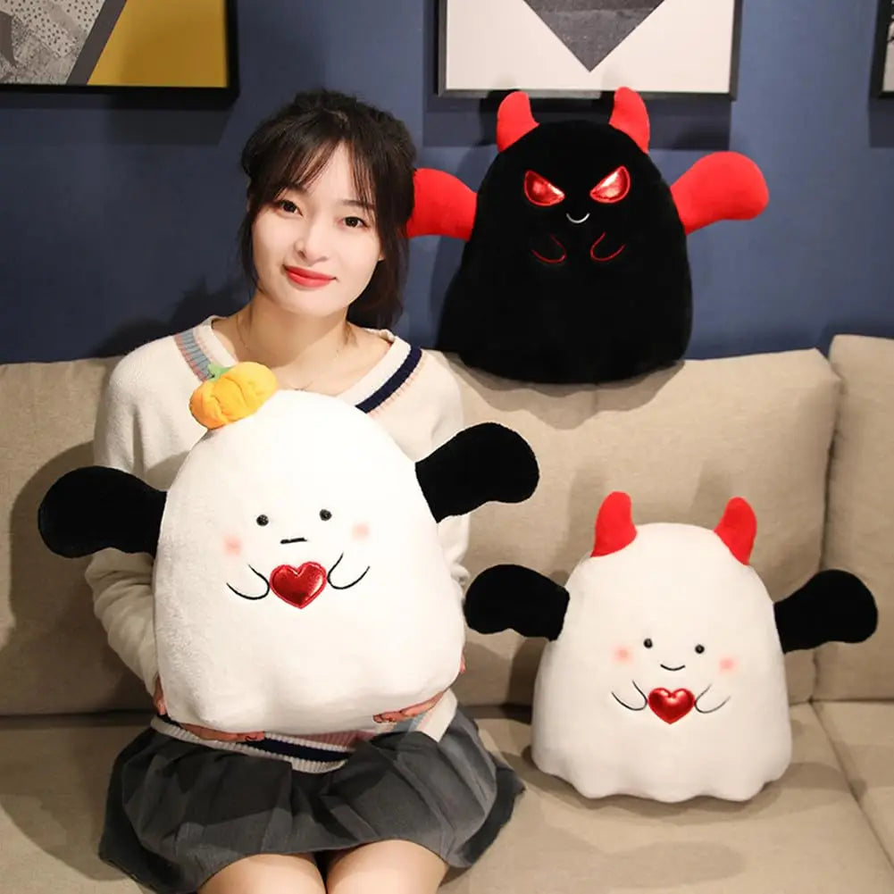 Super Soft Kawaii Funny Angry Bat Demon Halloween Decor Squishy Plushie Pillow Stuffed Ghost Plush Toy Doll for Kids