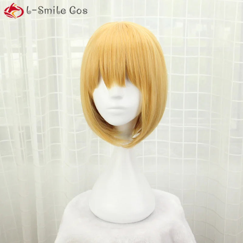 Wigs  M Mihael Keehl Short Yellow Heat Resistant Hair Pelucas Cosplay Costume Wigs + Wig Cap