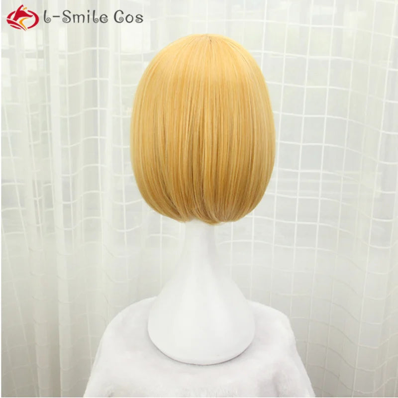 Wigs  M Mihael Keehl Short Yellow Heat Resistant Hair Pelucas Cosplay Costume Wigs + Wig Cap