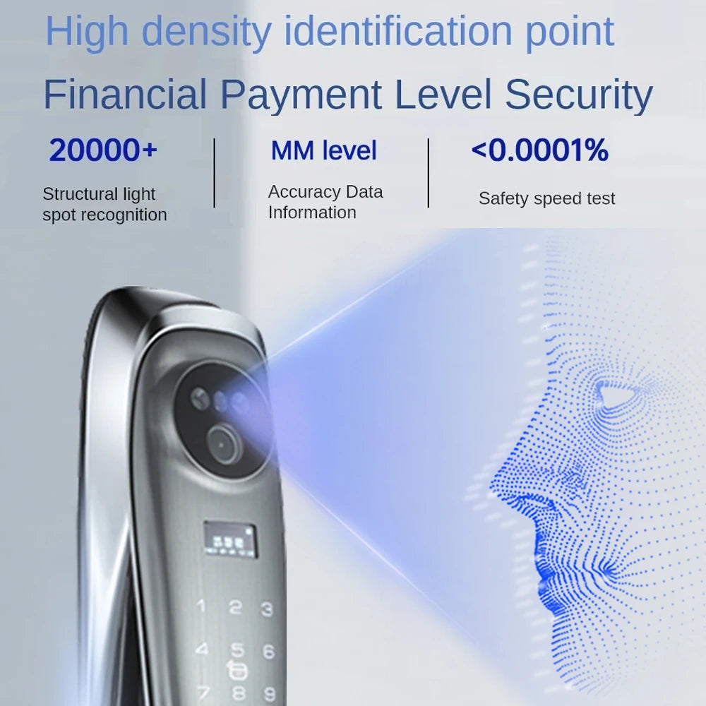 3D Face Automatic Smart Locks for Front Door Electronic Keypad Smart Tuya Wifi Smart Door Lock with Camera and Fingerprint