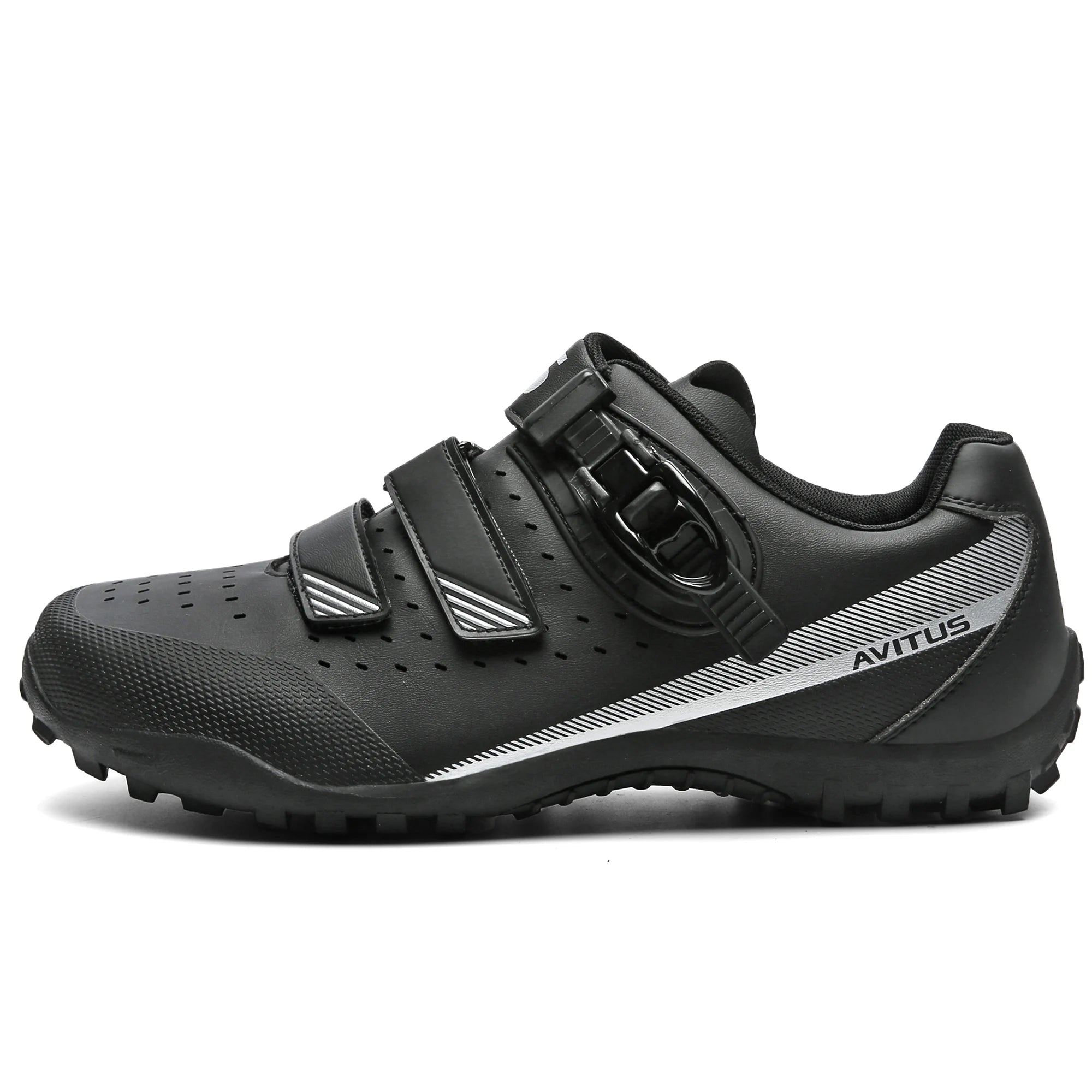 Mens Cycling Shoes with Spd Cleats Compatible Pedals Breathable and Comfortable MTB Bicycle Shoes with Buckle