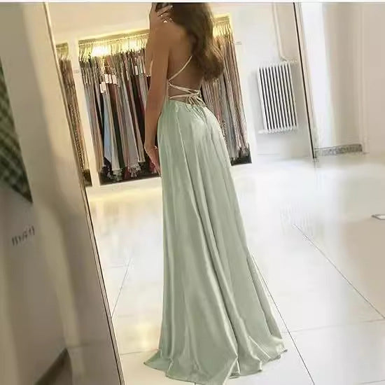 Sling Evening Dress Temperament Split Dress Dress
