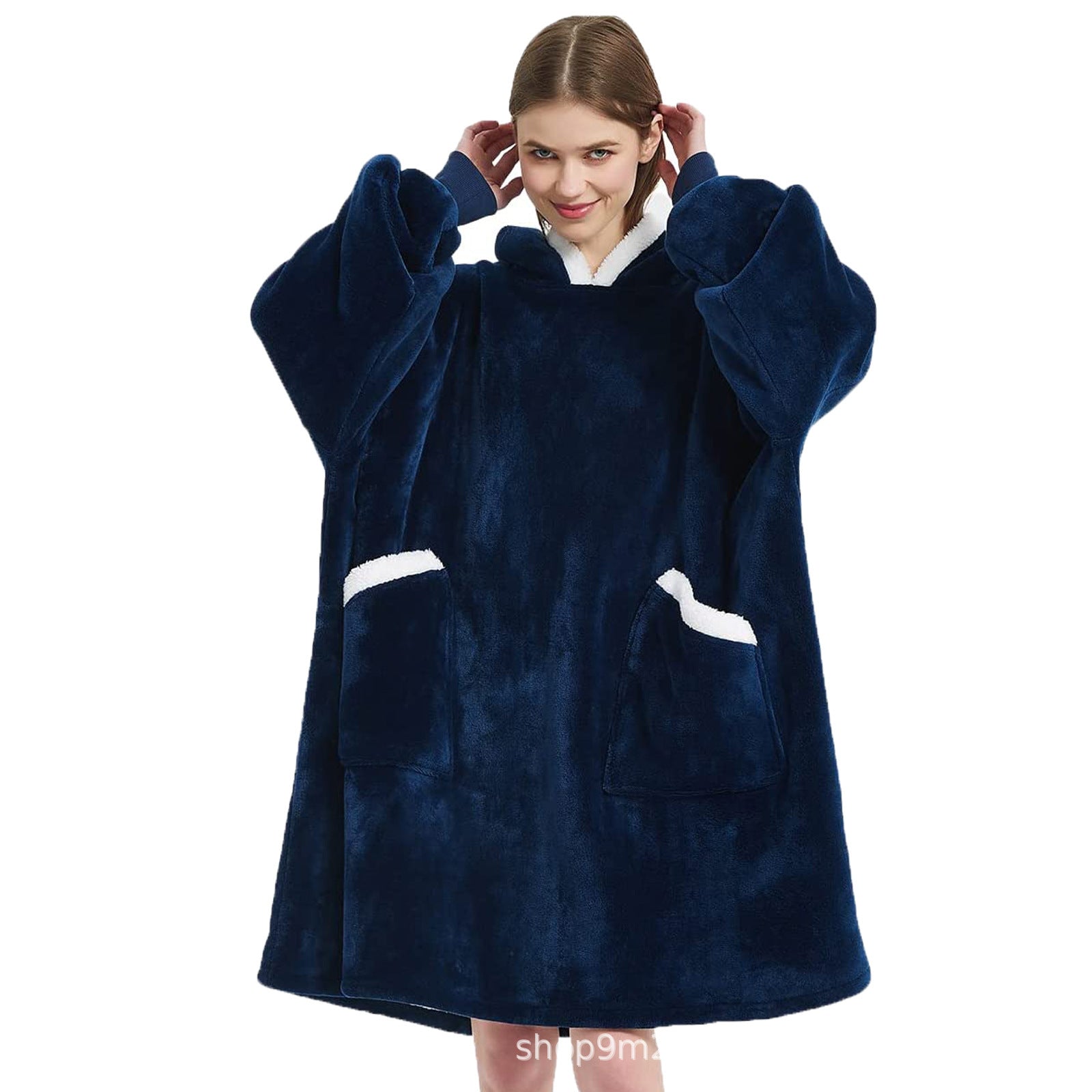 Flannel Home Lazy Dress Pullover Blanket Hoodie Home Nightgown