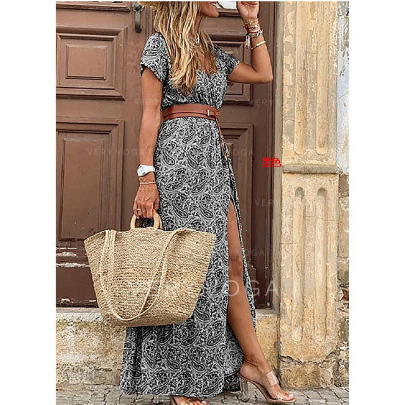 Fashion Bohemian V-neck Floral Dress