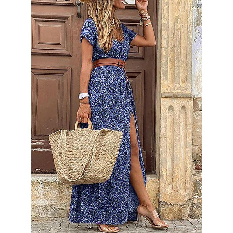 Fashion Bohemian V-neck Floral Dress