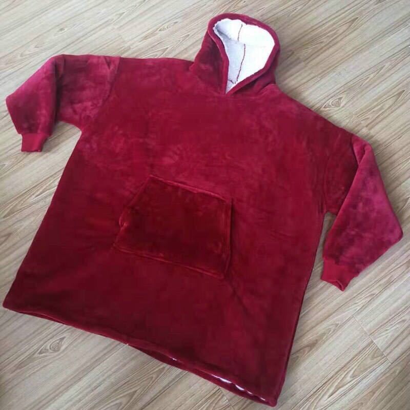 Flannel Home Lazy Dress Pullover Blanket Hoodie Home Nightgown