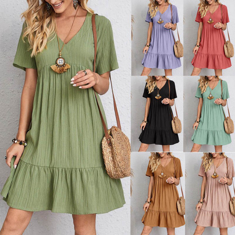 Loose Casual Short-sleeved Waist Elegant Dress