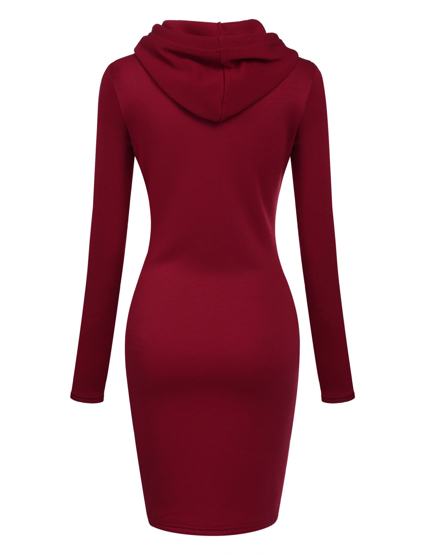 Solid Color Hooded Long Sleeve Dress
