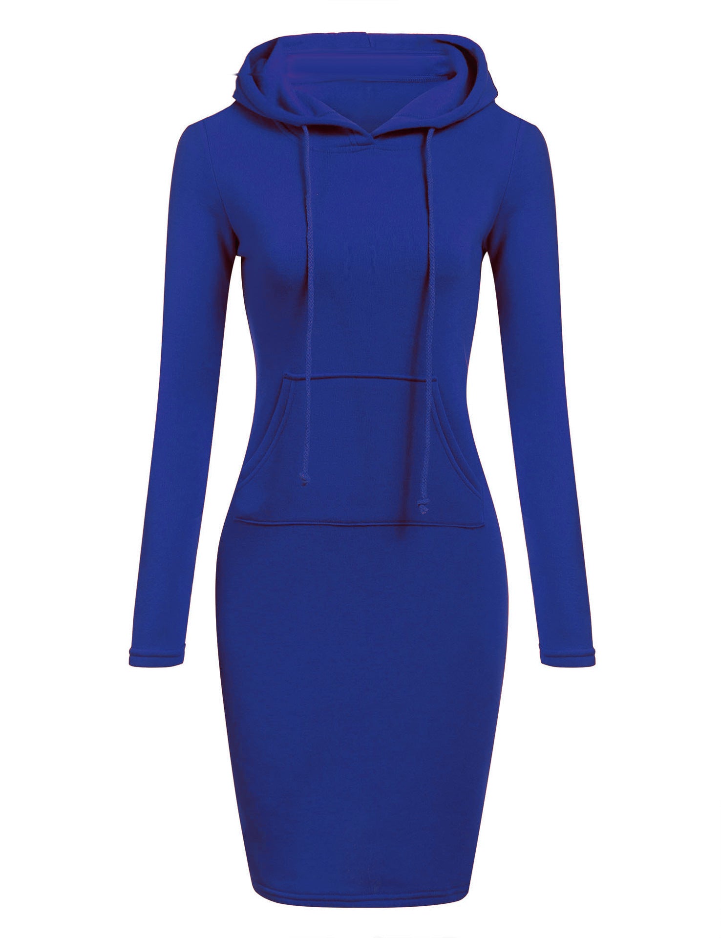 Solid Color Hooded Long Sleeve Dress