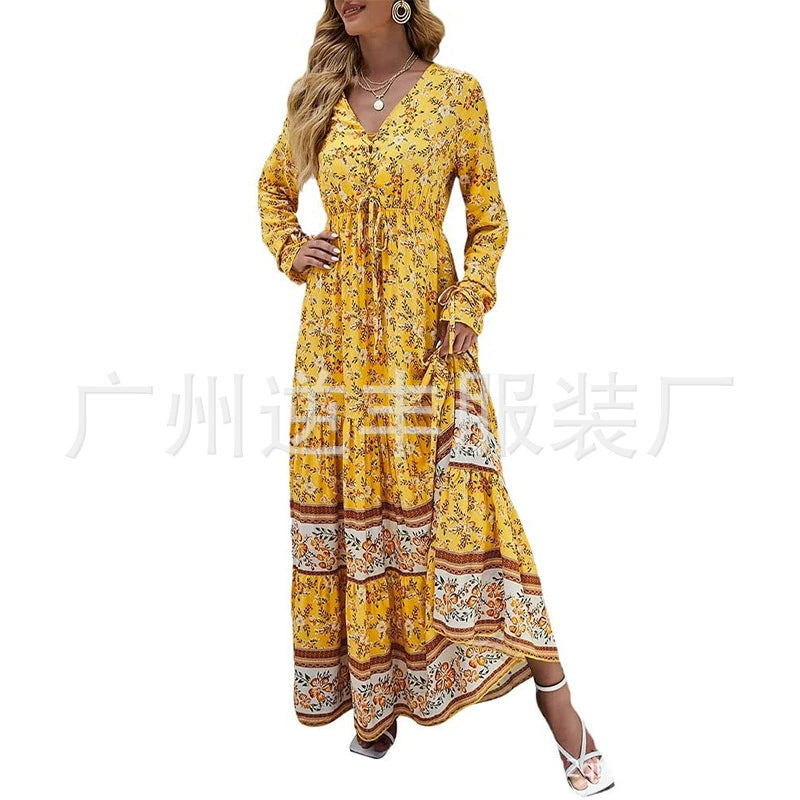 Women's Beach Dress, Printed Large Swing Long Skirt