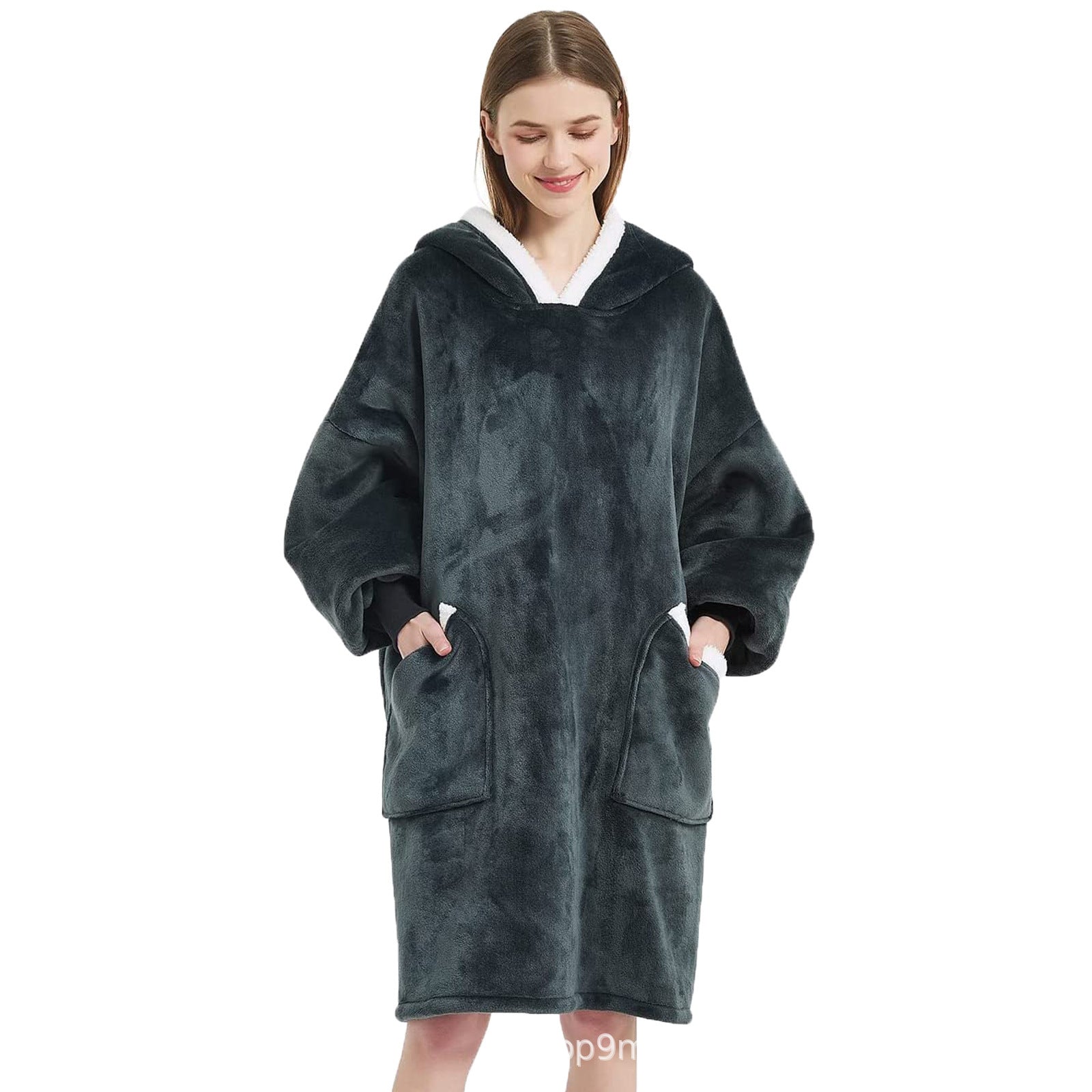 Flannel Home Lazy Dress Pullover Blanket Hoodie Home Nightgown