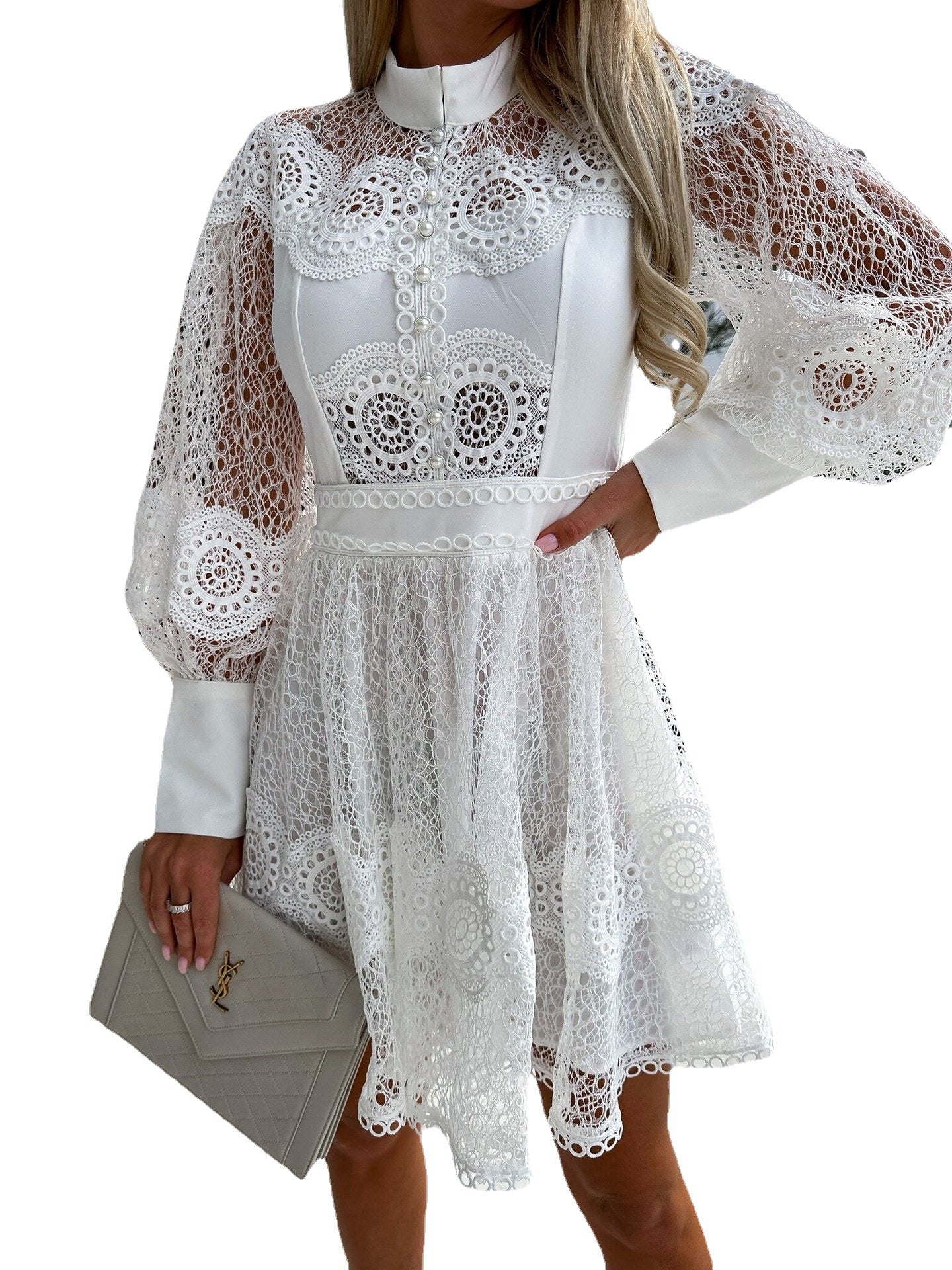 Sexy Lace Ins Style Elegant Long Sleeve Dress