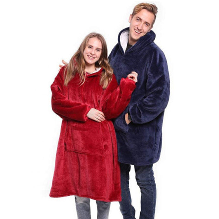 Flannel Home Lazy Dress Pullover Blanket Hoodie Home Nightgown