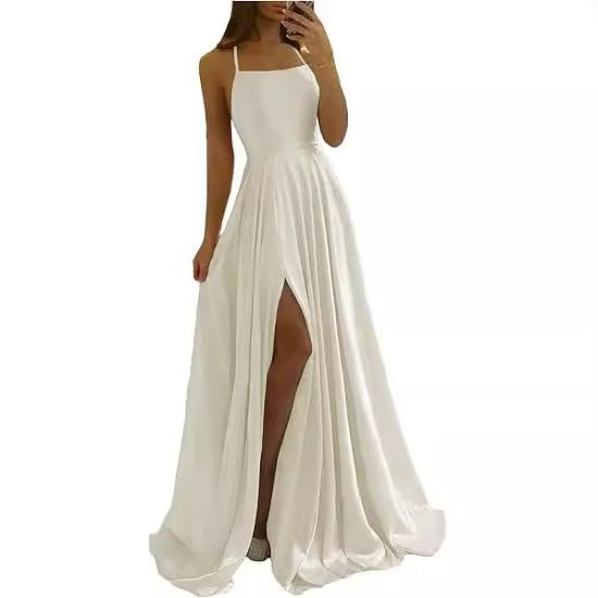 Sling Evening Dress Temperament Split Dress Dress
