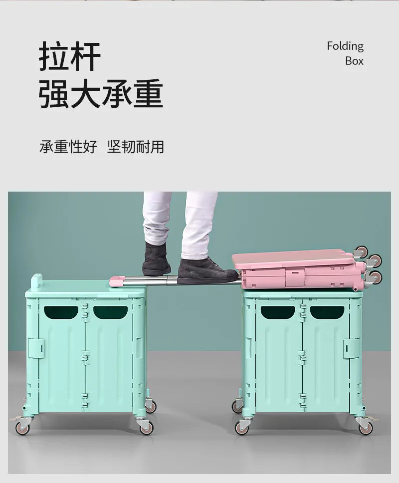 Eco-Friendly Foldable Cart - Lightweight Rolling Trolley with Telescopic Handle, for Groceries, Storage & Sustainable Shopping