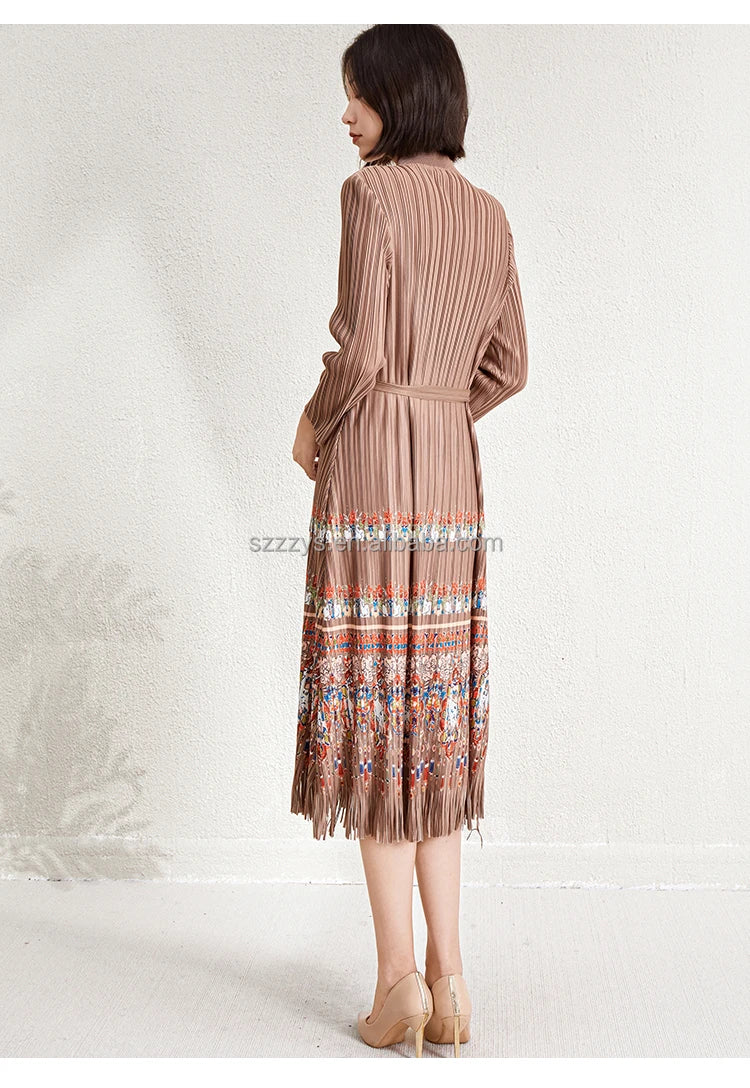 Ladies Dresses 2025 Elegant Casual Dresses Miyake Pleated Dresses
