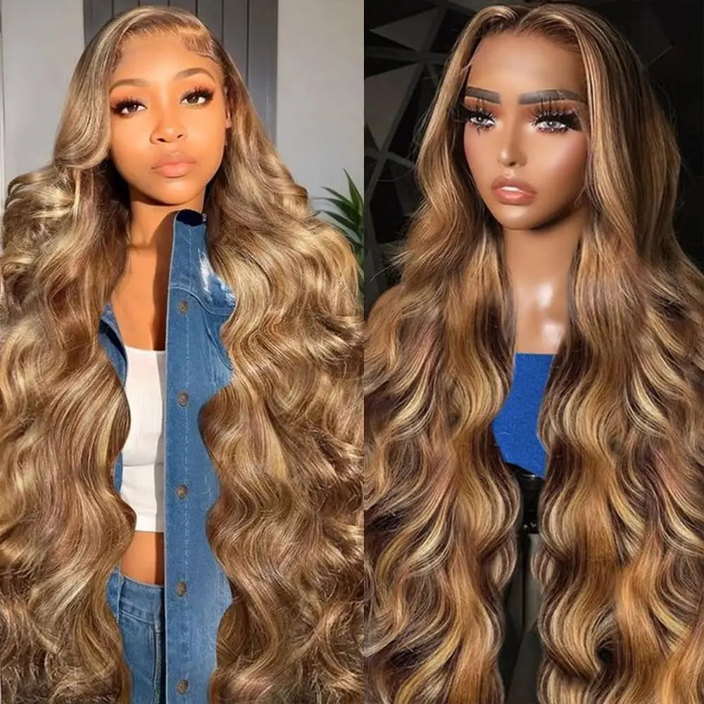 P4/27 Highlight Human Hair Wigs Body Wave 220 Density Ombre 13x6 HD Lace Front Wigs Pre Plucked 13x4 Lace Frontal Wigs For Women