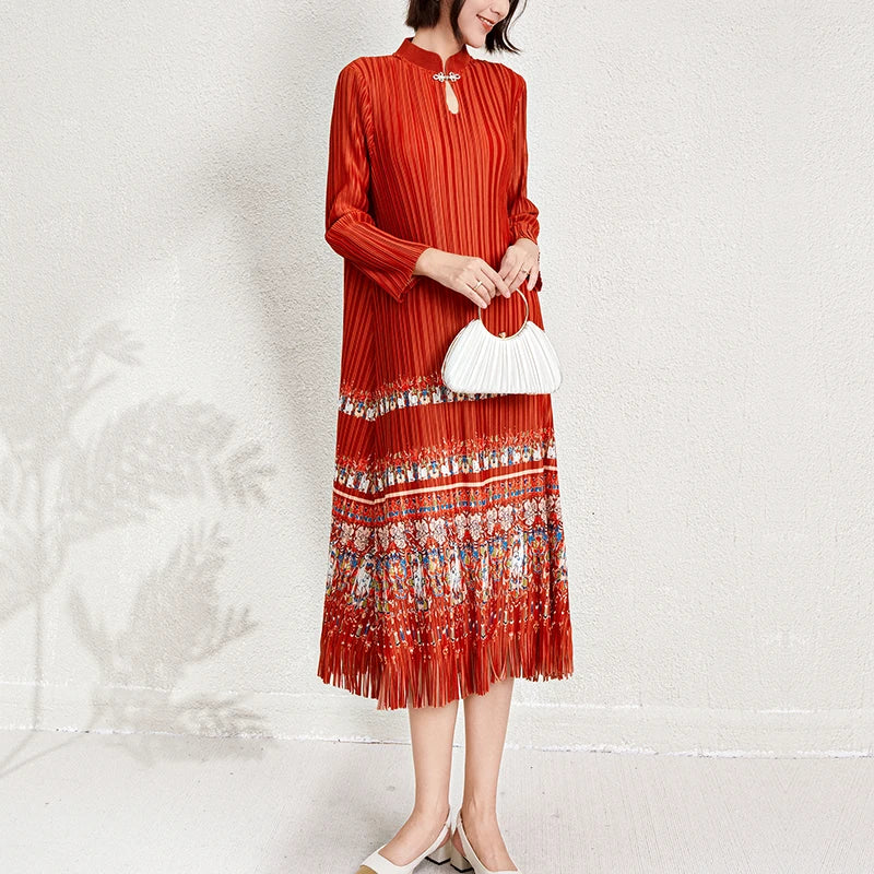 Ladies Dresses 2025 Elegant Casual Dresses Miyake Pleated Dresses