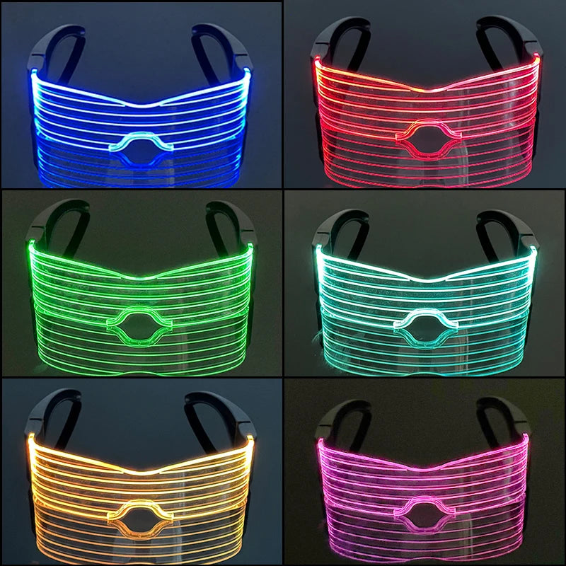 Acrylic LED Luminous Glasses Glow Party Glasses Neon Light Up Visor Eyeglasses DJ Bar Party Eyewear For Halloween Christmas