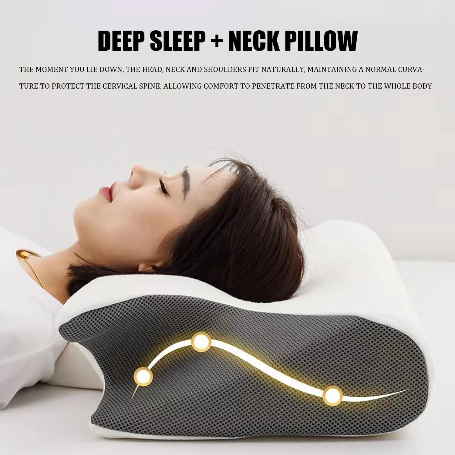 Releep Cervical Neck Pillow Neck Pain Relief Adjustable Contour Pillow for Sleeping Ergonomic Memory Foam Pillow Side Sleeper
