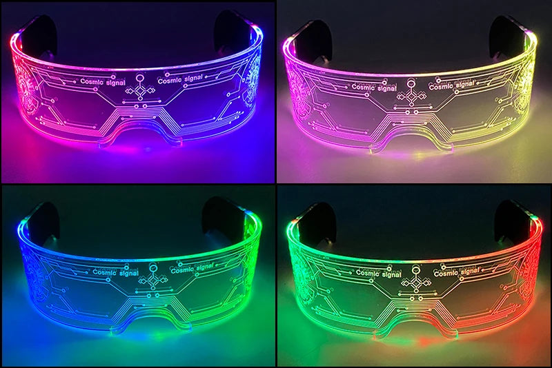 Acrylic LED Luminous Glasses Glow Party Glasses Neon Light Up Visor Eyeglasses DJ Bar Party Eyewear For Halloween Christmas