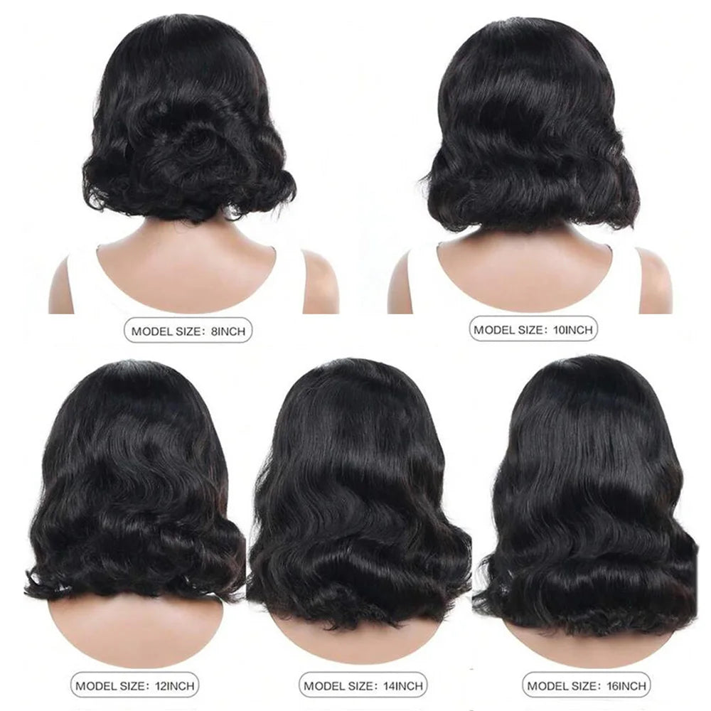 Body Wave Middle T Part Lace Front Bob Wig 13x4 Human Hair Wigs 180 Short Loose Body Wave T Part Lace Frontal Bob Wigs For Women