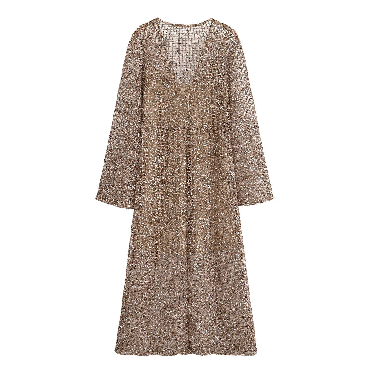 Women's clothing 2025 new European and American fashion simple pearl piece decoration celebrity style midi dress