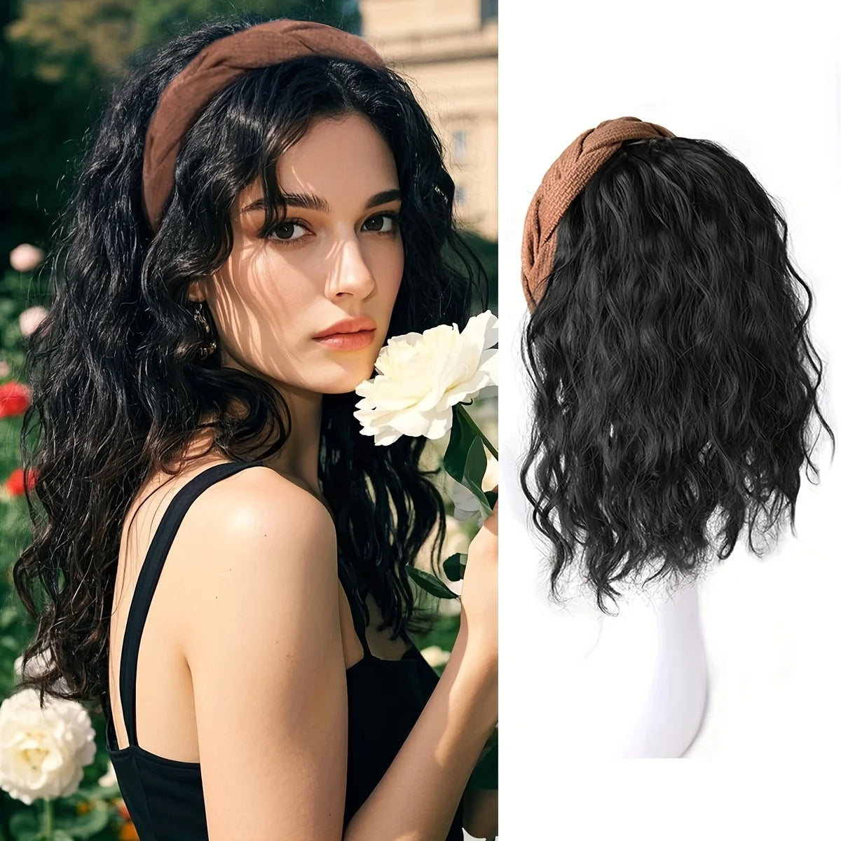 Wig strap one-water corrugated half-set synthetic wig light breathable curly patch suitable for daily wear
