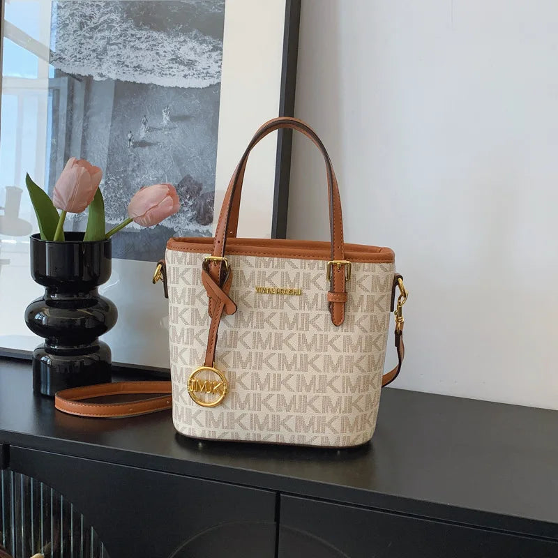 Luxury 2025 Vintage Print Bucket Bag - Premium Shoulder & Crossbody Purse with Detachable Strap, Fashion Designer Handbag
